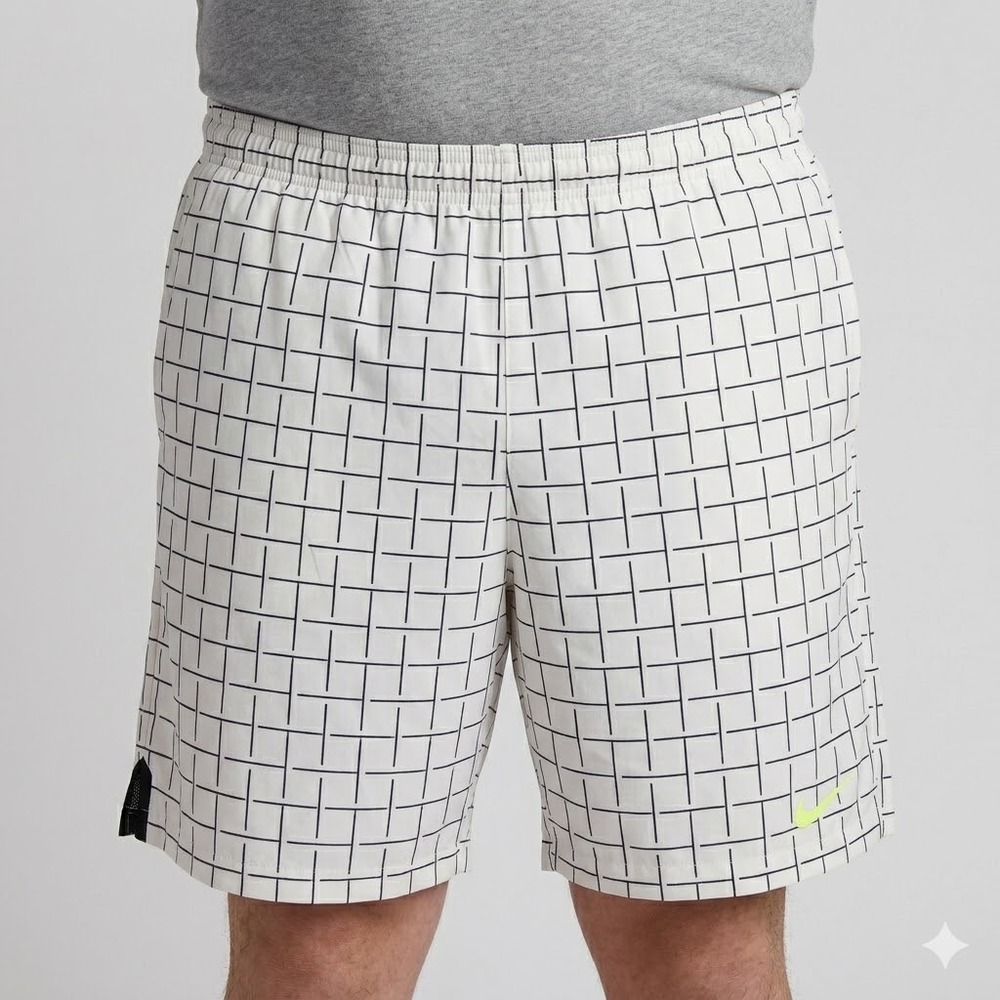 Nike Dri-FIT Grid Athletic Shorts‎ Men's Size XXL White Linear geometric EUC